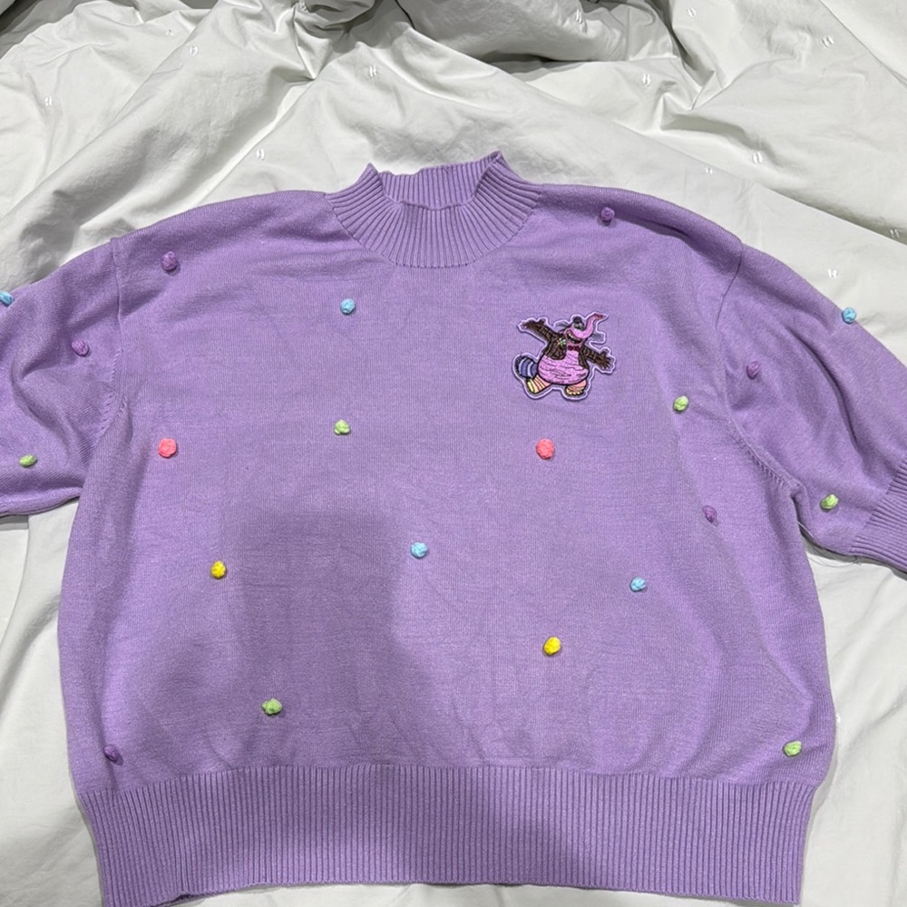 Purple Sweater with Embroidered Design